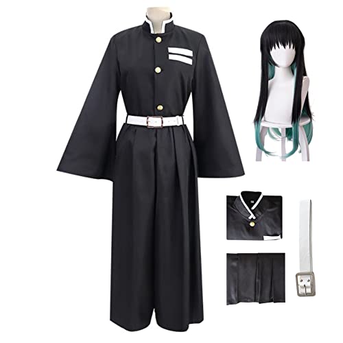 Okazaki Tokitou Muichirou Cosplay Costume Uniform Kimono Suit Full Set Halloween Outfit with Wig (M, Muichirou(wig))