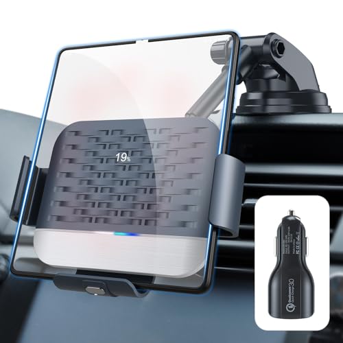 ANPULES Wireless Car Charger Mount for Google Pixel Fold, Dual Coil Fast Charging Auto Clamping Car Charger for Pixel 7/7 Pro, Dashboard Windshield Car Phone Holder for iPhone15 S23 Ultra Note22
