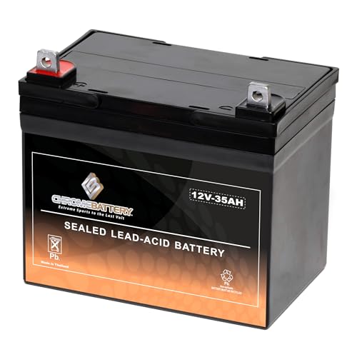 Chrome Battery 12V 35AH SLA Rechargeable Replacement Battery for Lawn Mower, UPS Back Up, and More: 7.68 x 5.12 x 6.46, Nut and Bolt (T3) Terminal