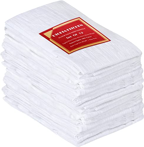 Utopia Kitchen [12 Pack Flour Sack Tea Towels, 28' x 28' Ring Spun 100% Cotton Dish Cloths - Machine Washable - for Cleaning & Drying - White
