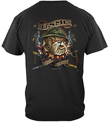 Erazor Bits US Marines Veteran Marine Corps Tee - USMC Marine T Shirts for Men -Black Large