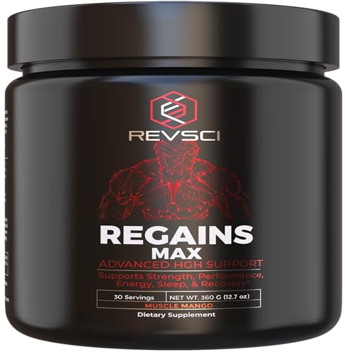 HGH Supplements for Men & Women, REVSCI REGAINS MAX Natural Anabolic Peptides for Muscle Growth Men & Human Growth Hormone for Men, Muscle Builder for Men, Post Workout Recovery Powder Mens Supplement
