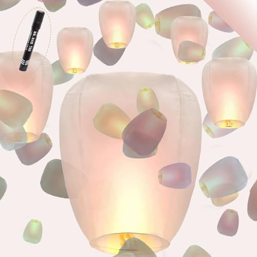 10 Pack White, Release Chinese Lanterns Easy to Use, Paper Lanterns were The Highlight of Party! Chinese Lanterns for Memory of Family.