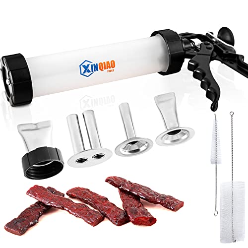 XINQIAO Jerky Gun Food Grade Plastic Beef Jerky Gun Kit, Jerky Maker 1 LB Capacity with Stainless Steel Nozzles& Brushes