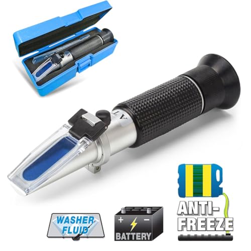 4-in-1 DEF Antifreeze Coolant Refractometer for Automobile Antifreeze System, Diesel Exhaust Fluid, Battery Acid and Windshield Washer Fluid