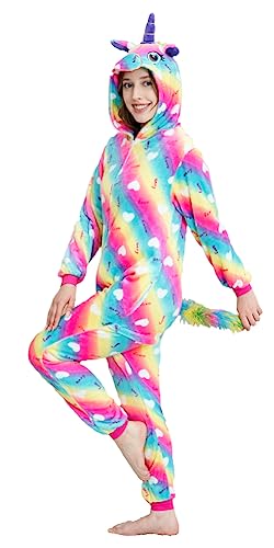 UDERUI Adult Unicorn Onesie Pajamas Cosplay Jumpsuit Animal Costume Rainbow Love Small