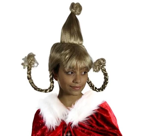 My Costume Wigs Cindy Lou Who (Blonde) Whoville Grinch Dr Suess One Size Fits All Halloween Christmas Dress Up Durable Braids