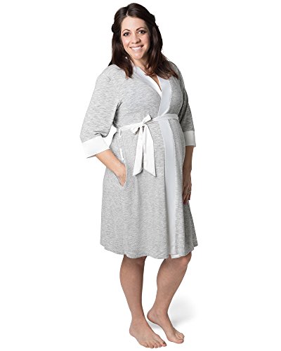 Kindred Bravely Emmaline Maternity & Nursing Robe Hospital Bag/Delivery Essential (Grey, Large, X-Large)