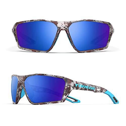 TOREGE Polarized Sports Sunglasses for Men Women Cycling Running Golf Fishing Sunglasses with Durable Lens Unbreakable Frame TR36 (C3)