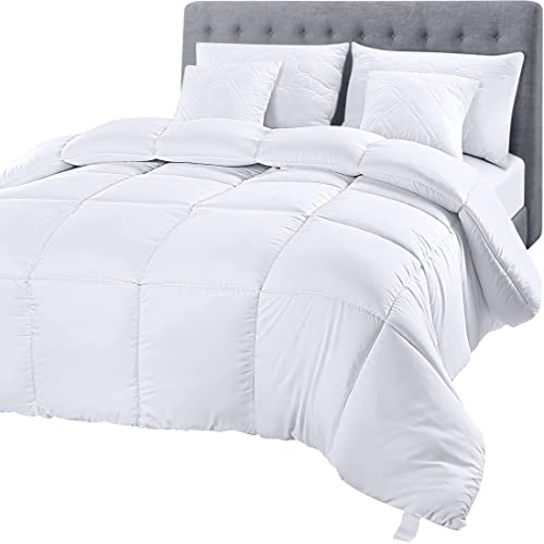 Utopia Bedding Comforter Duvet Insert - Quilted Polyester Bedding Comforter with Corner Tabs - Box Stitched Down Alternative Comforter, White, Full