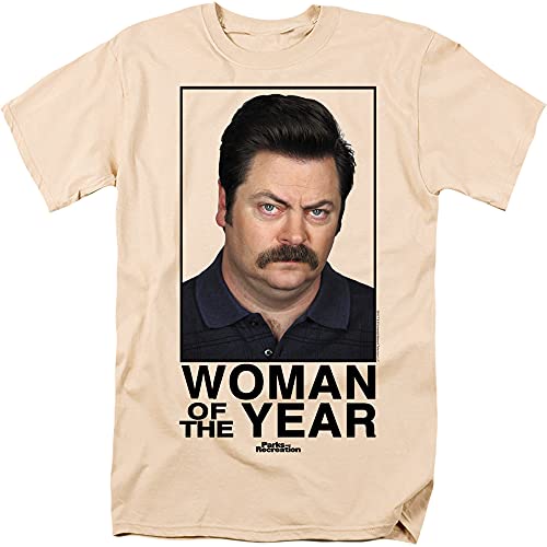 Parks & Rec Ron Swanson Woman of The Year T Shirt & Stickers (Cream) Large