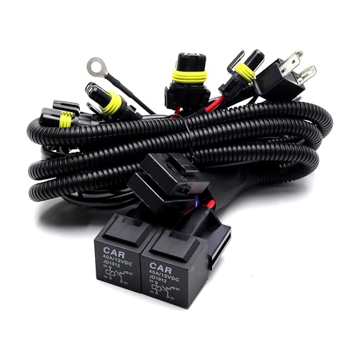 iJDMTOY High/Low Conversion Relay Wire Harness Compatible with Original H4 Dual-Beam to Separated 9005/9006 High Beam & Low Beam