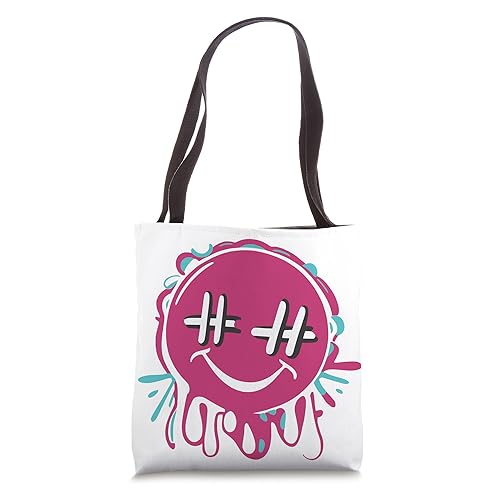 Hashtag Smile: Pink Bubble Gum Splat in Streetwear Graphic Tote Bag