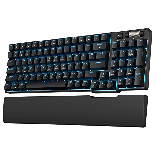 RK ROYAL KLUDGE RK96 90% Triple Mode BT5.0/2.4G/USB-C Hot Swappable Mechanical Keyboard with Magnetic Wrist Rest, 96 Keys Wireless Gaming Keyboard with Software, Blue Backlight