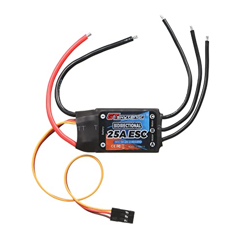 HUIOP Black Bidirectional ESC, Bidirectional 25A Brushless ESC for Car/Boat/Ship Pneumatic Underwater Propeller