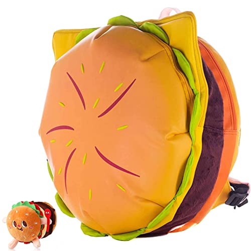 Hkufpq Cheeseburger Backpack Hamburger Backpack Universe Burger Backpack (Backpack + Matching Burger Keychain)
