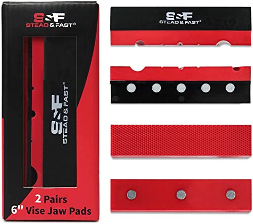 S&F STEAD & FAST Soft Jaws for Bench Vise 6', 2 pairs, Strongly Magnetic Vise Jaw Pads, TPU, Vise Jaws Covers Protectors for Clamping Woodworking Metal Plastics…