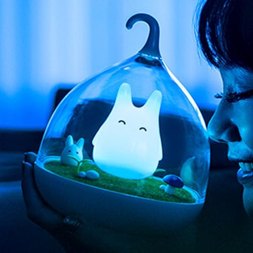 WOMHOPE Children's Night Lights Rechargeable Hand-held Design Tap Sensor Vibration Cage Lamp Night Lights for Kids, Baby,Valentines Gift,Outdoor Lamp (Blue Bunny)