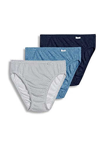 Jockey Women's Underwear Plus Size Elance French Cut - 3 Pack, Deep Blue Heather/Deep Blue Dot/Sea Blue Heather, 9