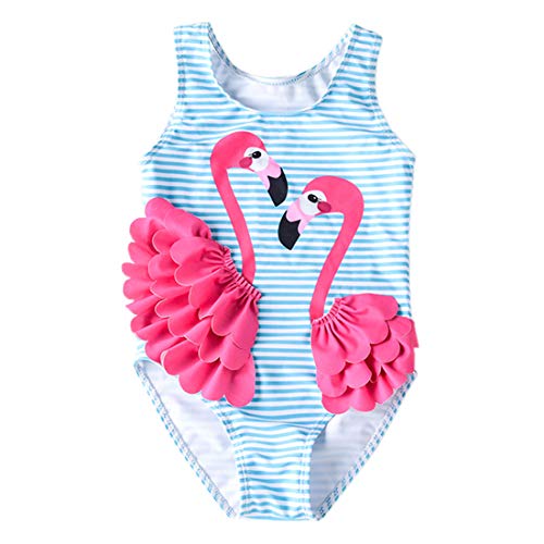 Baby Girl One Piece Swimsuit Swimwear Toddler Kid Flamingo Bikini Bathing Suit Sunsuit Rash Guard M
