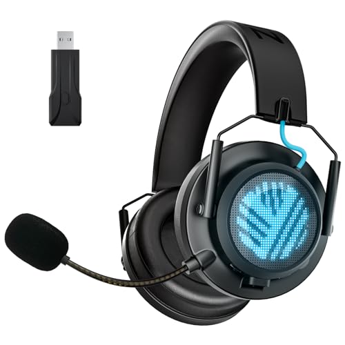 ZIUMIER Wireless Gaming Headset - Low Latency 2.4G Wireless + Bluetooth Gaming Headphones for PC, PS5, PS4, Switch, Mobile - Noise Cancelling Microphone - 50mm Drivers - USB-C Charging (Black)