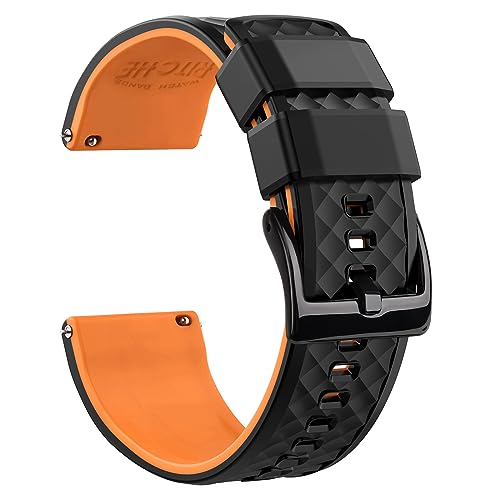 Ritche Silicone Watch Bands 18mm 20mm 22mm 24mm Quick Release Rubber Watch Bands for Men, Black / Pumpkin Orange / Black, 20mm, Classic,Sport