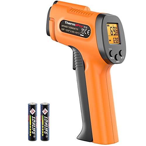 ThermoPro TP30 Infrared Thermometer Gun, Laser Thermometer for Cooking, Pizza Oven, Griddle, Engine, HVAC, Laser Temperature Gun with Adjustable Emissivity & Max Measure -58°F ~1022°F (Not for Human)