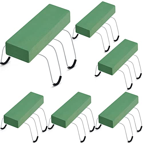 6 Pack Headstone Flower Saddle 12 Inch Grave Saddles for Cemetery Headstones for Graves Wire Rustproof Galvanized Tombstone Saddle with Floral Foam for Grave Headstone Cemetery Floral Decorations