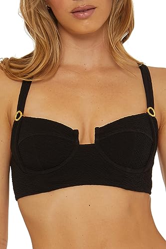 Trina Turk Womens Black Sands Underwire Top, Adjustable, Tie Back, Swimwear Separates for Bikini Top, Black, 12 US