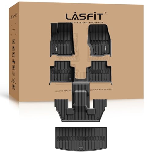 LASFIT Floor Mats & Cargo Mat Fit for Jeep Grand Cherokee L 2021-2024 (ONLY for 6-Passenger without Center Console) All Weather Custom Fit Car Floor Liners