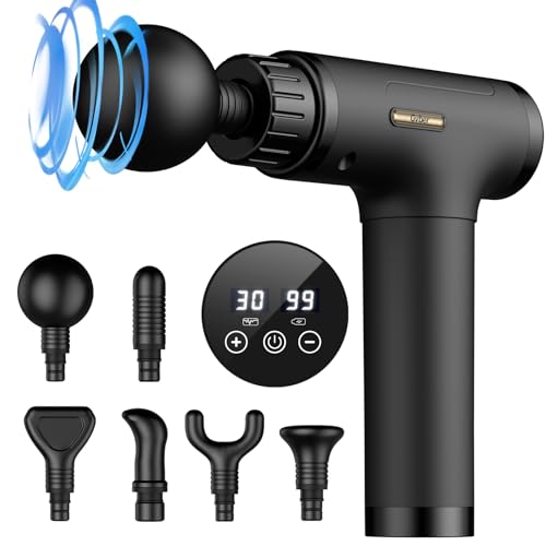 Massage Gun Deep Tissue, Mini Percussion for Athletes, Portable Muscle with 6 Attachments Pain Relief - Back, Neck, Body & 30 Speed (Black)