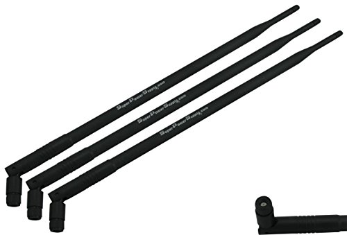 Super Power Supply 3 x 9dBi 2.4GHz 5GHz Dual Band WiFi RP-SMA Antenna style 2 for Routers Asus RT-AC66U RT-N66U RT-N16 RT-AC68R RT-AC68U R700 Netgear Nighthawk R7000 Linksys EA6900 TP-Link TL-WR1043ND TL-WR2543ND TL-WDR4300 TL-WR940N TL-WDN4800 D-Link DIR-655 DIR-665 DIR-835 N450 N750 N900 AC1300 AC1750 AC1900 Buffalo WZR-HP-G450H also works with PCIe PCI Cards Repeater and USB Adapters that support removable antennas Omni Directional Network Extension Mini Wireless WAN Long Range Booster