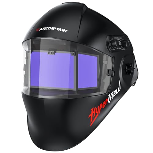 ARCCAPTAIN Welding Helmet Auto Dark: 8.46'X2.75' Super Large Viewing Screen True Color Welding Helmet with Side View, Wide Shade 3-5/5-9/9-13