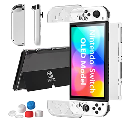 Teyomi Dockable Case Compatible with Nintendo Switch OLED Model 2021, Soft TPU Joy-Con Cover and Hard PC Protective Case Cover, Switch OLED Case Protector, (Clear)