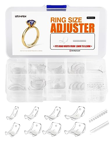 ELETIUO Ring Size Adjuster for Loose Rings - 60Pack, 2 Styles, Ring Guard, Ring Sizer, 10 Sizes Fit for Man and Woman Ring