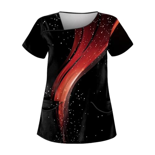 Scrubs for Women Plus Size Scrubs for Women Womens Scrubs Scrubs for Women Scrubs Black Skirt for Women Emerald Green Tops for Women Bikini Tops for Women Mock Neck Tops for Women（2-Red,S）