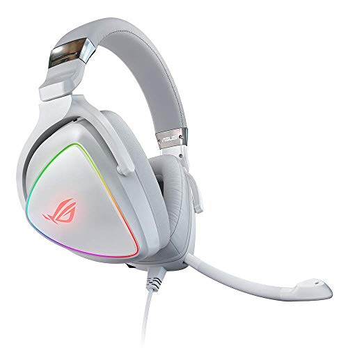 ASUS RGB Gaming Headset ROG Delta | Hi-Res ESS Quad-DAC, Circular RBG Lighting Effect | USB-C Connector for PCs, Consoles, and Mobile Gaming | Gaming Headphones with Detachable Mic,White