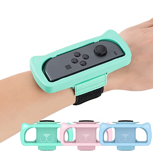 Wristbands Compatible with Just Dance 2024 2023 2022 2021 Switch Game, ID CHINSION Adjustable Elastic Straps Compatible with Nintendo Switch Controllers for Adults Teens and Kids, Blue Pink and Green