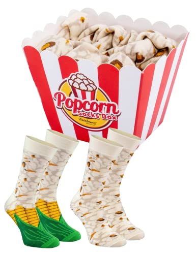 Rainbow Socks - Cotton Women Men Sock Popcorn Box - 2 Pair - Size 9.5-13