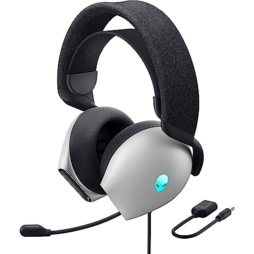 Alienware AW520H Wired Gaming Headset - Dolby Atmos, Unidirectional, AlienFX 16.8 Million RGB Colors, Microphone Mute, Volume On-Headset Controls, 40mm Hi-Res Certified - Lunar Light, Lunar Light