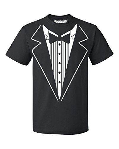 P&B Tuxedo White Funny Men's T-shirt, L, Black