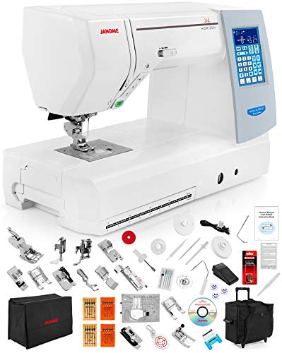 Janome Memory Craft Horizon 8200 QCP Special Edition Computerized Sewing Machine w/Black Roller Accessory Trolley Case + Semi-Hard Cover + Much More!