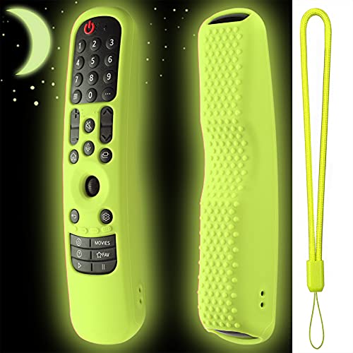 Remote Cover Compatible with LG TV Remote MR22GA/MR22GN/MR23GA,Silicone Case Cover for LG Magic TV LG C2 C3 G3 OLED Remote Cotroller Slicone Sleeve with Lanyard(Glow Green)