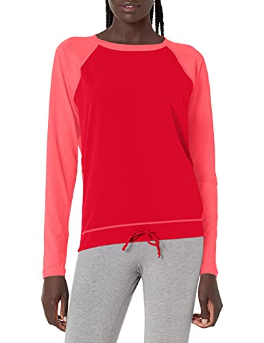 Cutter & Buck Women's Long Sleeve Response Active Hybrid Tie Waist Crew Neck Top, Red, L