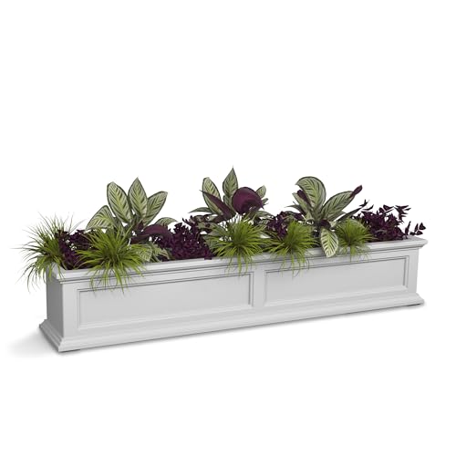 Mayne Fairfield 5ft Window Box - White - 60in L x 11in W x 11in H - with 4.7 Gallons Built-In Water Reservoir (5824-W)