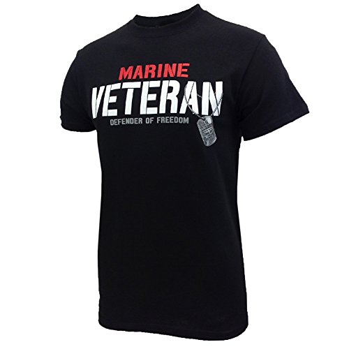 Armed Forces Gear Marine USMC Men's Veteran Defender Short Sleeve T-Shirt - Officially Licensed (Black, Small)