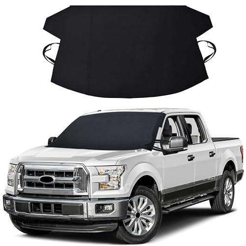 EcoNour Windshield Cover for Ice and Snow | Enhanced 600D Oxford Fabric Windshield Frost Cover for Any Weather | Water, Heat & Sag-Proof Car Windshield Snow Cover | XL (74 x 43 Inches)