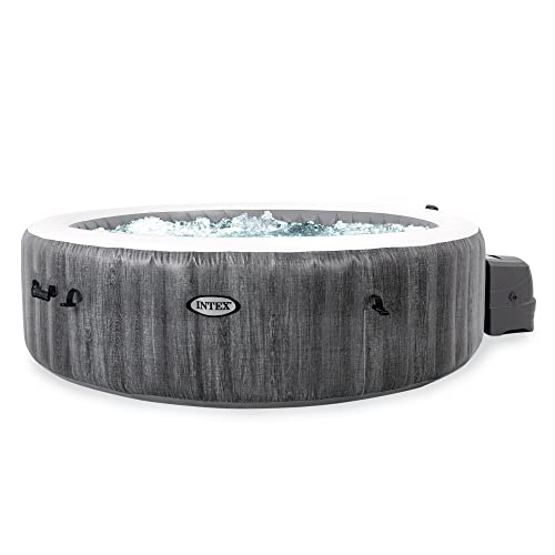 INTEX 28441EP PureSpa Greywood Deluxe Spa Set: includes Energy Efficient Spa Cover – Spa Control App – Wireless Control Panel – 6 Person Capacity – 85' x 28'
