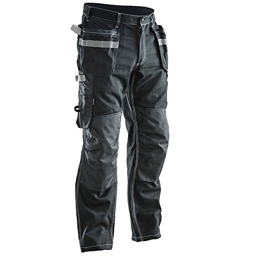 JOBMAN Workwear Men's Ultra Workpants with Kevlar Knees, Black, 32x32