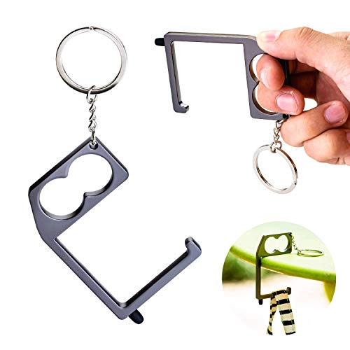 Tidalpool Touchkey & Purse Hook - No Touch Door Opener Tool - Contactless Push Stick & Purse Hanger - Ergonomic Finger & Thumb Support - Touchless Keychain Clean Key Elevator Key with Stylus (2 Pack)